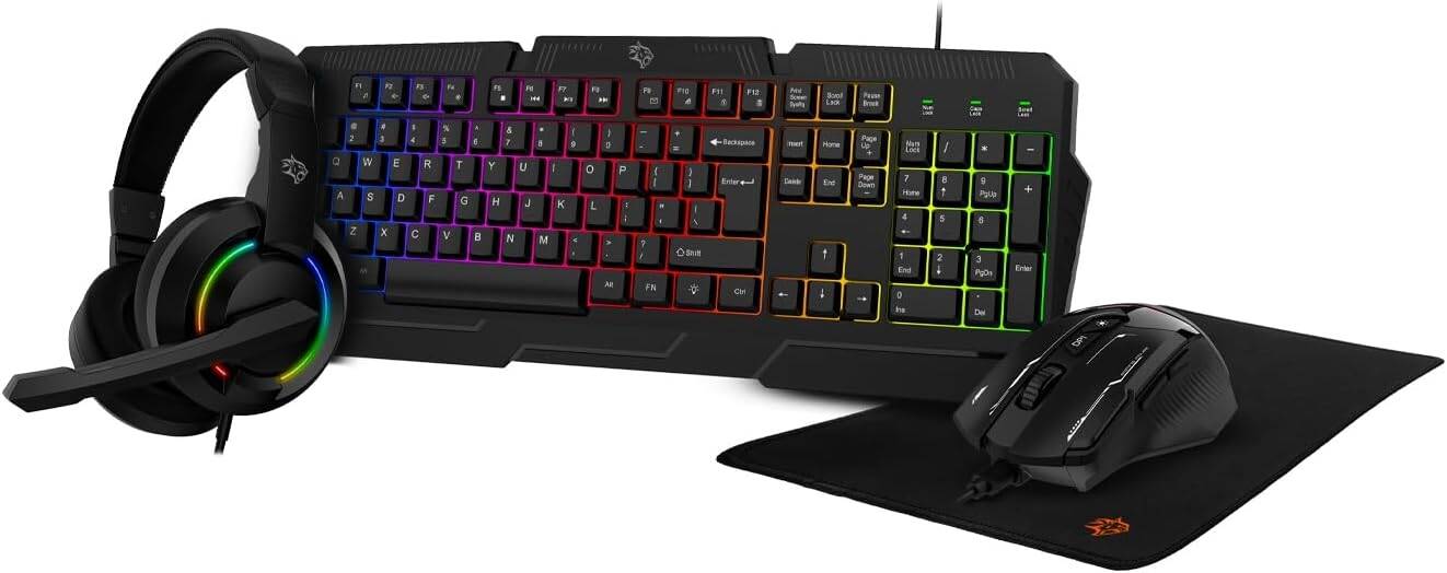 Porodo 4-in-1 Ultimate Gaming Kit RGB Membrane Keyboard