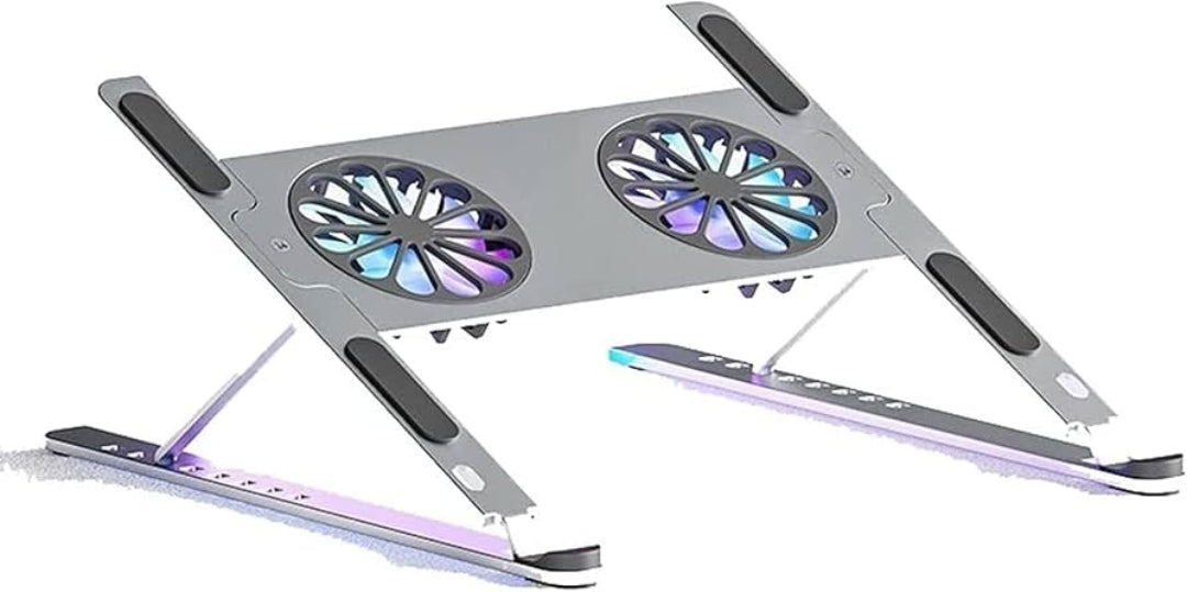 Metal Stand For Laptop, Height Adjustable, With RGB Fans type c