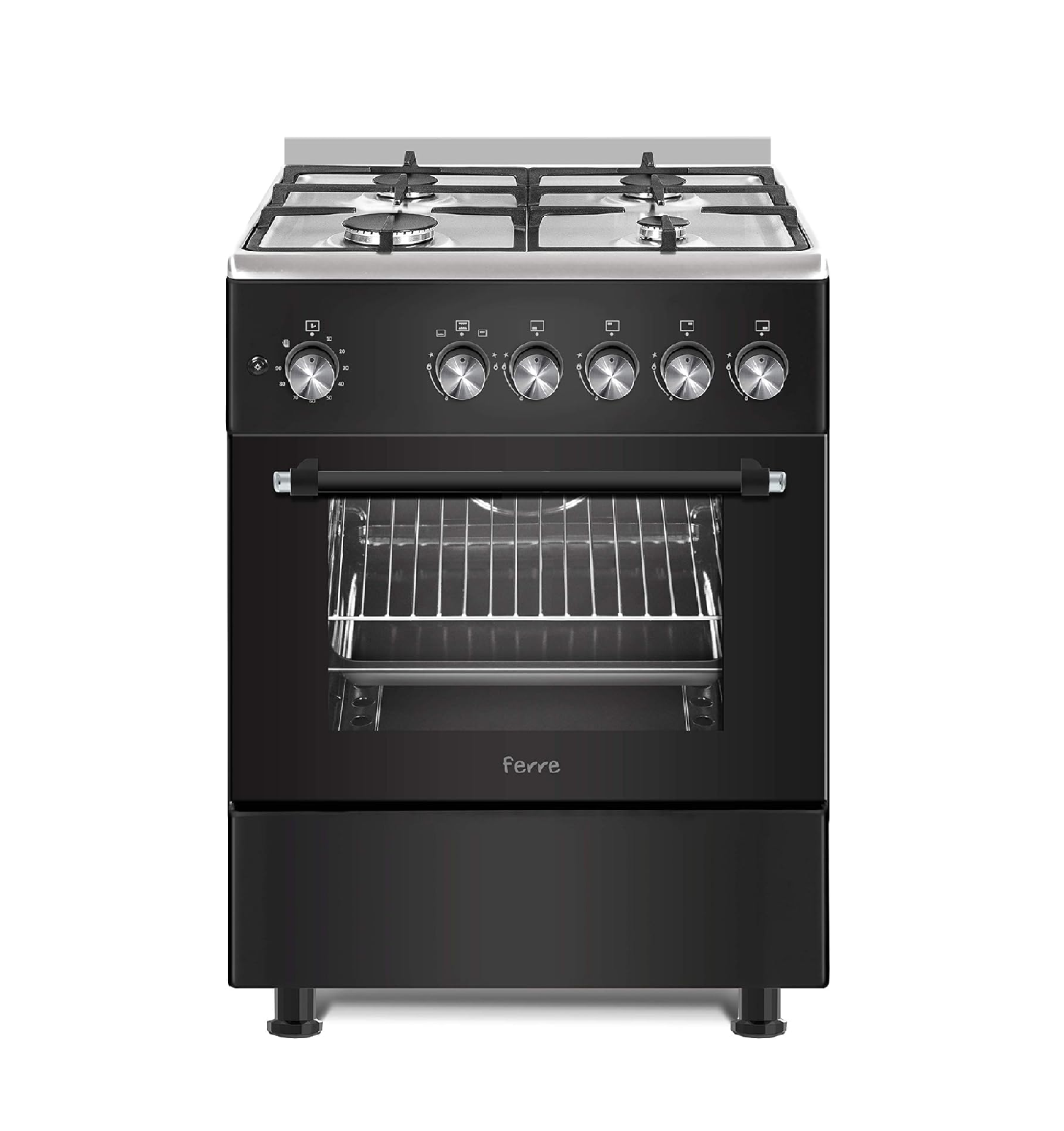 General Gold (Ferre) Gas Cooker Black 4 Burners H86.9xW59.7xD63.4cm