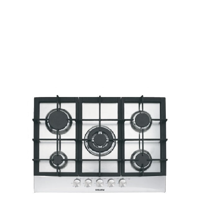 Glem Gas Gas Hob 70 cm,  5 gas burners,  Cast iron pan supports