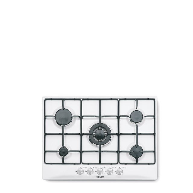 Glem Gas Gas hob 70 Cm,  5 gas burners,  Matt enamelled pan supports