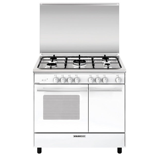 Glem Gas90 Cm Gas Oven With Gas Grill, 5 burners, 1 triple ring White