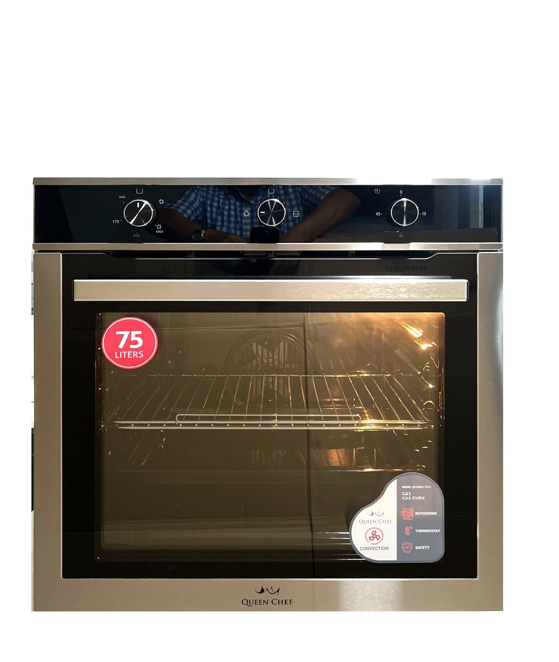 Queen Chef Built In Oven Gas/Gas 60Cm Stainless/Blk