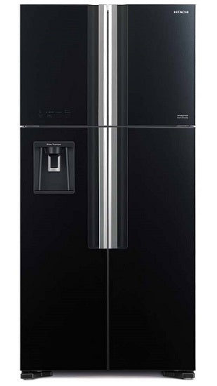 Hitachi Refrigerator Inverter 4 Doors Glass Black With Water Dispenser - R-W760PK7-GBK