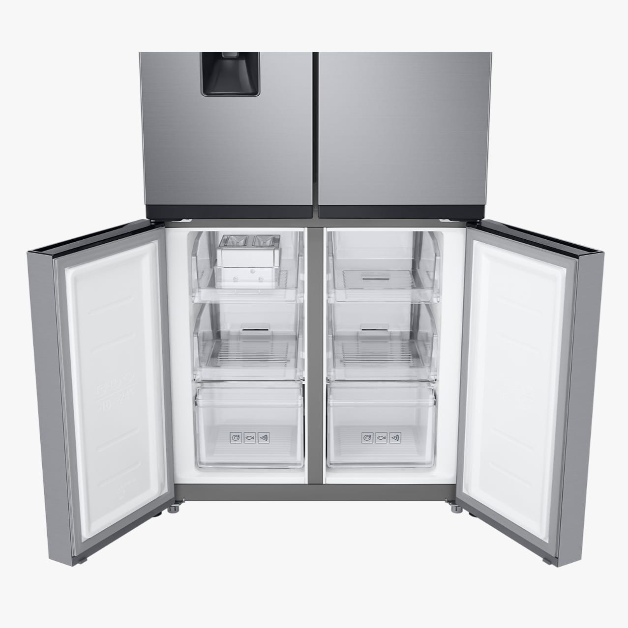 Samsung Refrigerator 4 Doors Silver & Water Dispenser , Inverter RF48A4010M9/LV