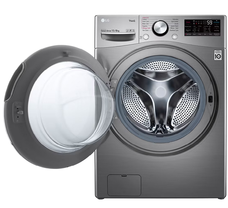 LG  Front Load Washer Dryer Ai Direct Drive 15/8 Kg  Silver- WDL91H02PM