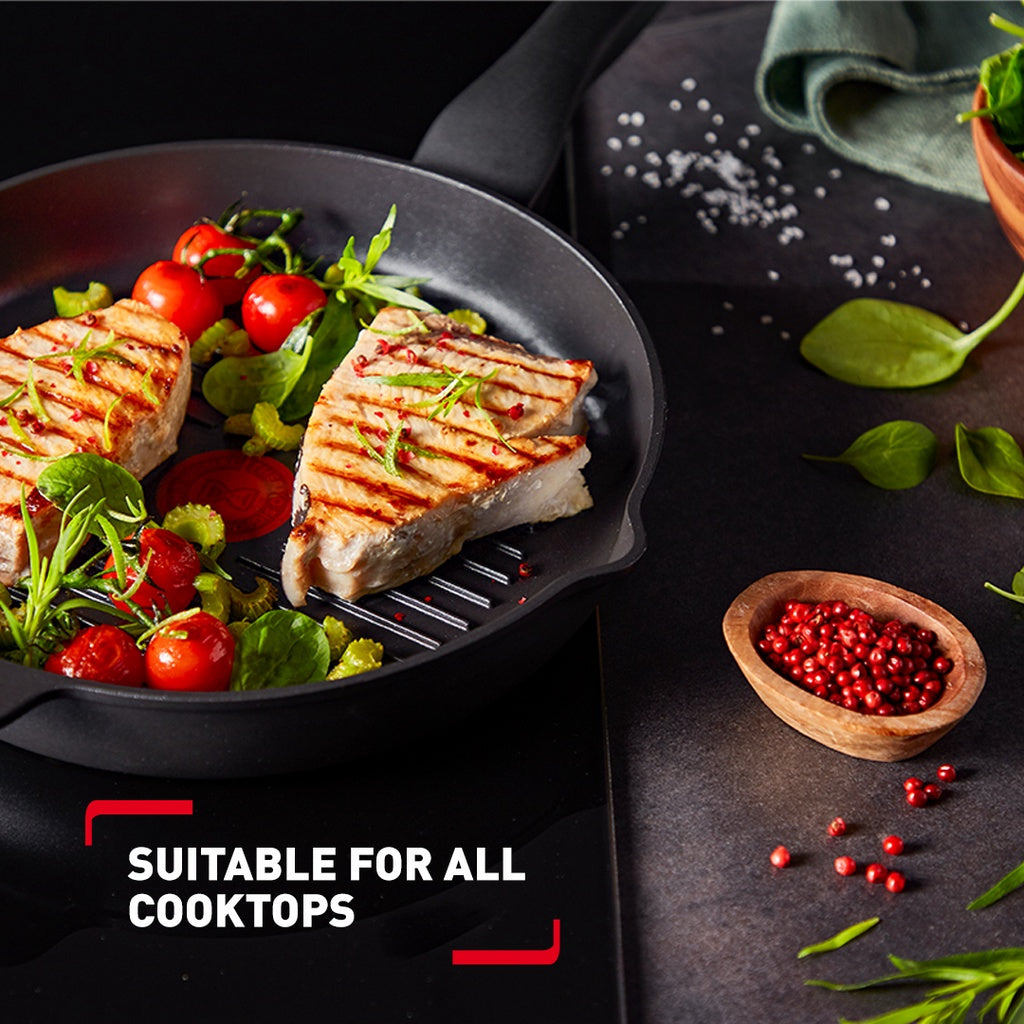 Tefal E2294074 G6 Unlimited Round Grillpan Cast Aluminum 26 cm