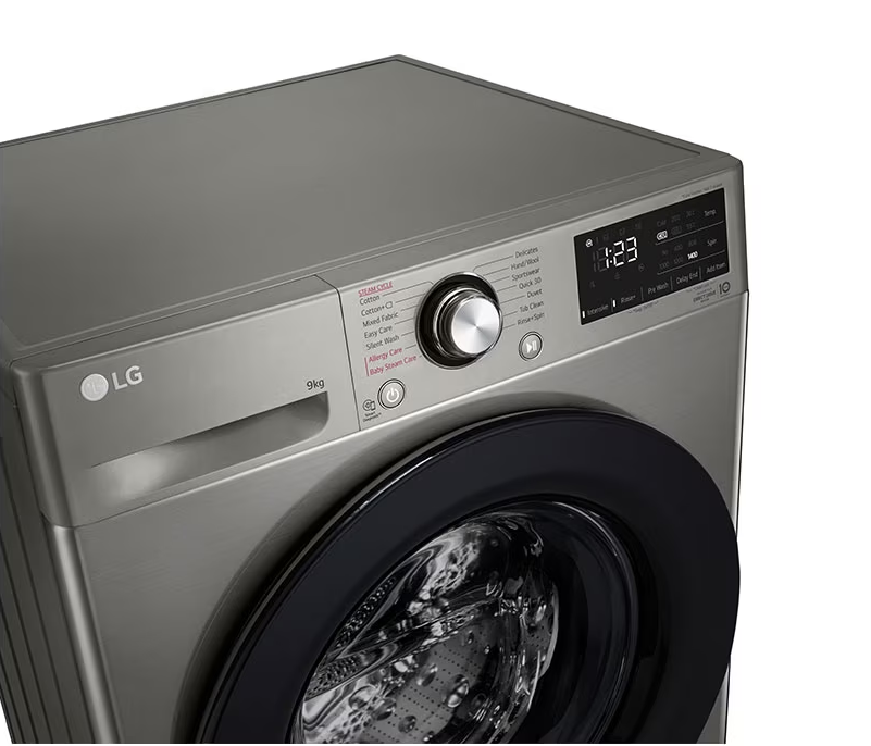 LG  Front Load Washing Machine Direct Drive 9 Kg Platinum Silver - F4R3VYL6P